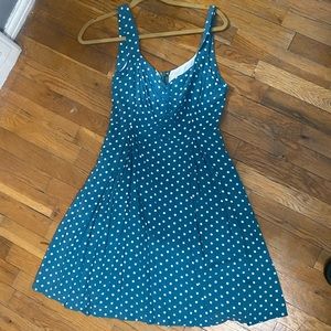 ModCloth medium blue and white polka dot dress never worn
